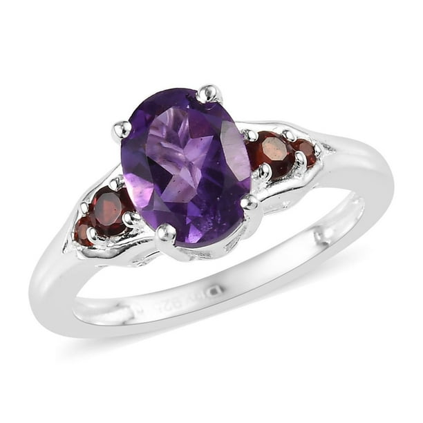 Amethyst Purple Gemstone Fashion Women Silver white 10kt gold filled Ring Size 8